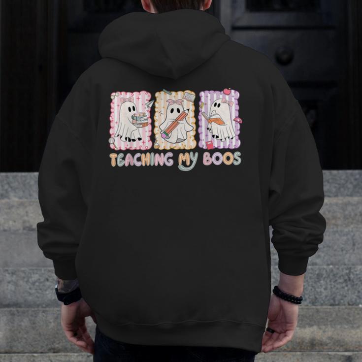 Teaching Is My Boos Teacher Ghost Halloween Women Girls Men Zip Up Hoodie Back Print, funny design Teaching Is My Boos Teacher Ghost Halloween Women Girls Men Zip Up Hoodie Back Print, funny design