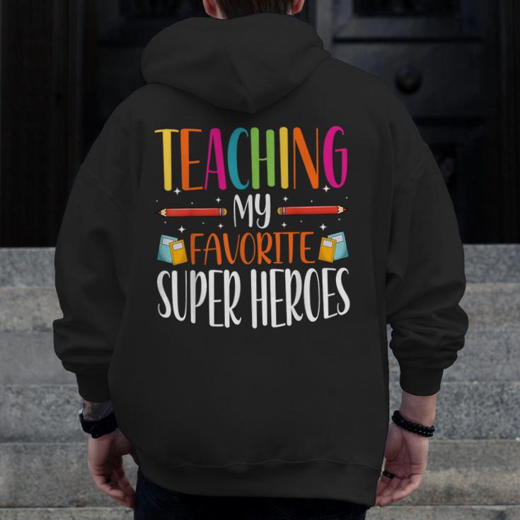 Teaching My Favorite Superheros Men Women SPED Teacher Men Zip Up Hoodie Back Print, funny design