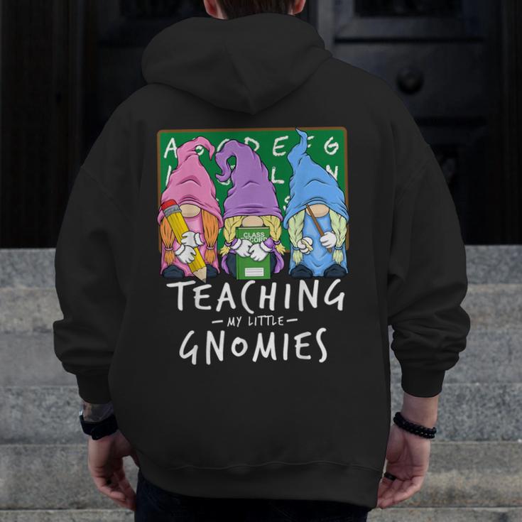 Teaching My Little Gnomies With Gnome For Teacher Women Men Zip Up Hoodie Back Print, funny design