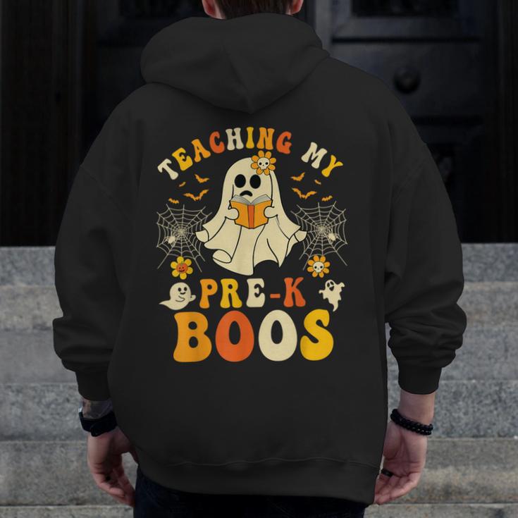 Teaching My Pre-K Boos Crew Teachers Halloween Ghost Men Zip Up Hoodie Back Print, funny design Teaching My Pre-K Boos Crew Teachers Halloween Ghost Men Zip Up Hoodie Back Print, funny design