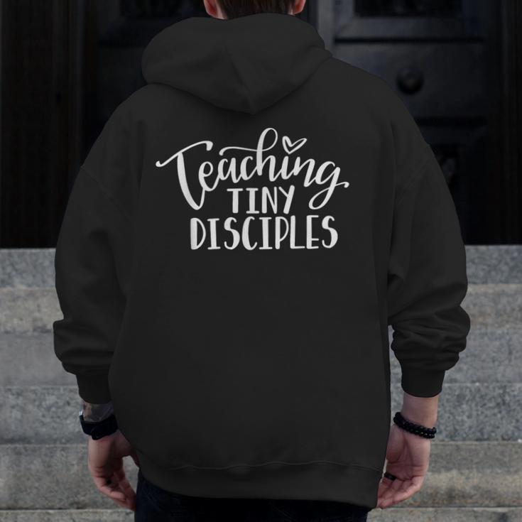 Teaching Tiny Disciples Christian Teacher Men Zip Up Hoodie Back Print, funny design Teaching Tiny Disciples Christian Teacher Men Zip Up Hoodie Back Print, funny design