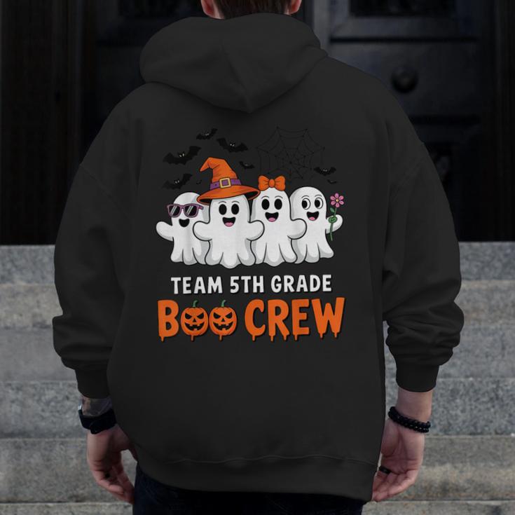 Team 5th Grade Boo Crew Halloween Teacher Student Costume Men Zip Up Hoodie Back Print, funny design