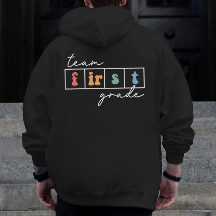 Team First Grade Back To School 1st Grade Teacher Kids Cute Men Zip Up Hoodie Back Print, First Grade Teacher Gifts, funny design