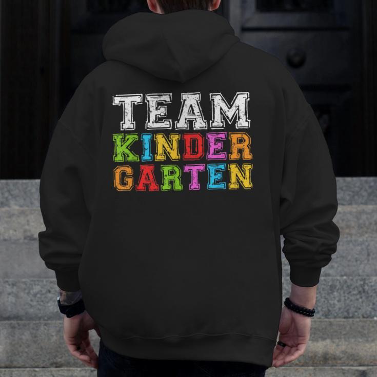 Team Kindergarten Shirt Boy Girl Teacher Graduation Men Zip Up Hoodie Back Print, funny design