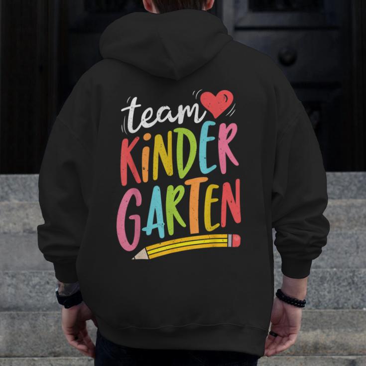 Team Kindergarten Teacher Student Back To School Men Zip Up Hoodie Back Print, funny design
