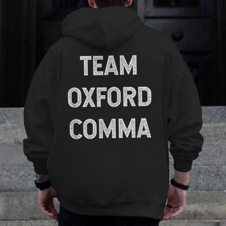 Team Oxford Comma English Majors And Teachers For Men Women Girls Kids Men Zip Up Hoodie Back Print, English Teacher Gifts, funny design