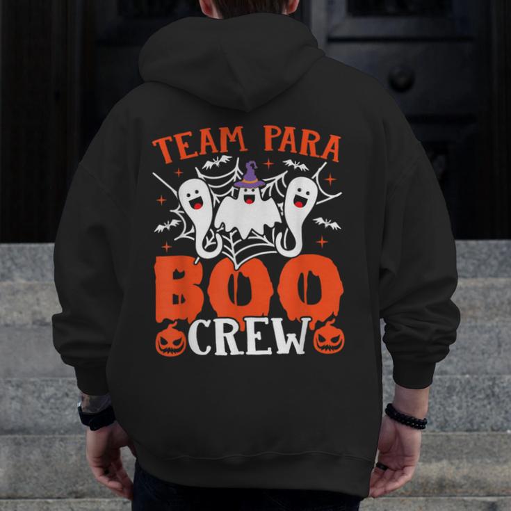 Team Para Boo Crew Halloween Ghost Paraprofessional Teacher Men Zip Up Hoodie Back Print, funny design