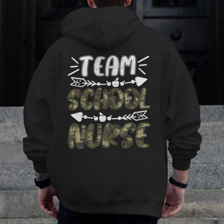 Team School Nurse Camo Teacher Student Back To School For Men Women Men Zip Up Hoodie Back Print, funny design