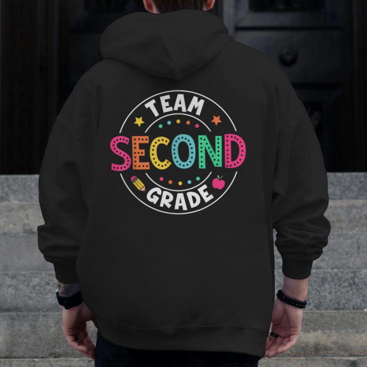 Team Second Grade Teacher Back To School 2nd Grade Squad Men Zip Up Hoodie Back Print, 2nd Grade Teacher Gifts, funny design