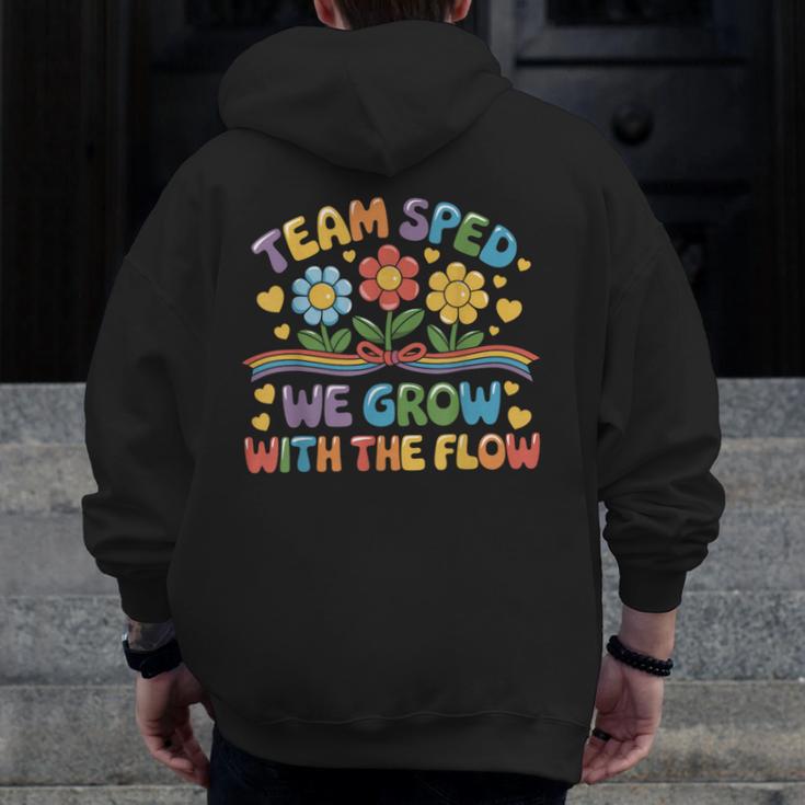 Team SPED We Grow With The Flow Special Ed Teacher Men Zip Up Hoodie Back Print, funny design Team SPED We Grow With The Flow Special Ed Teacher Men Zip Up Hoodie Back Print, funny design