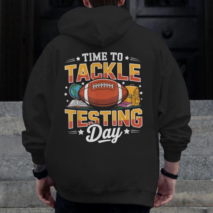 Test Day State Football Tackle Testing Day Sports Teacher Men Zip Up Hoodie Back Print, funny design