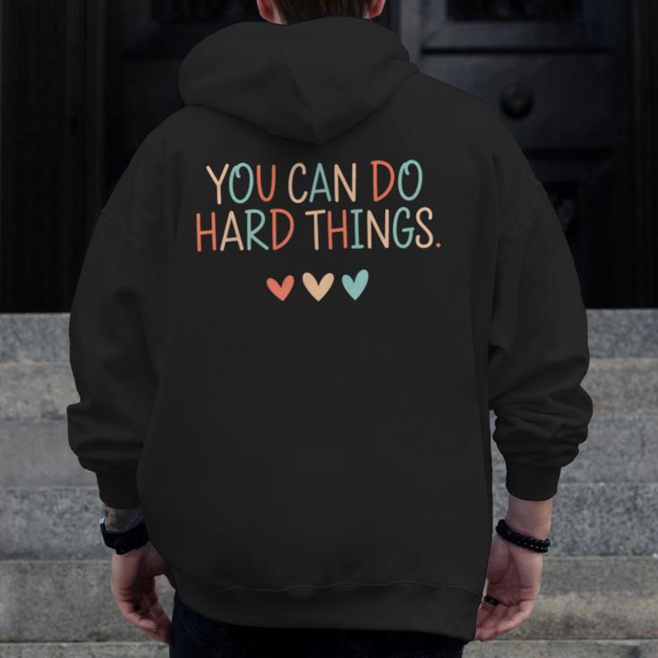 Test Day Teacher You Can Do Hard Things Heart Women Kids Men Zip Up Hoodie Back Print, funny design