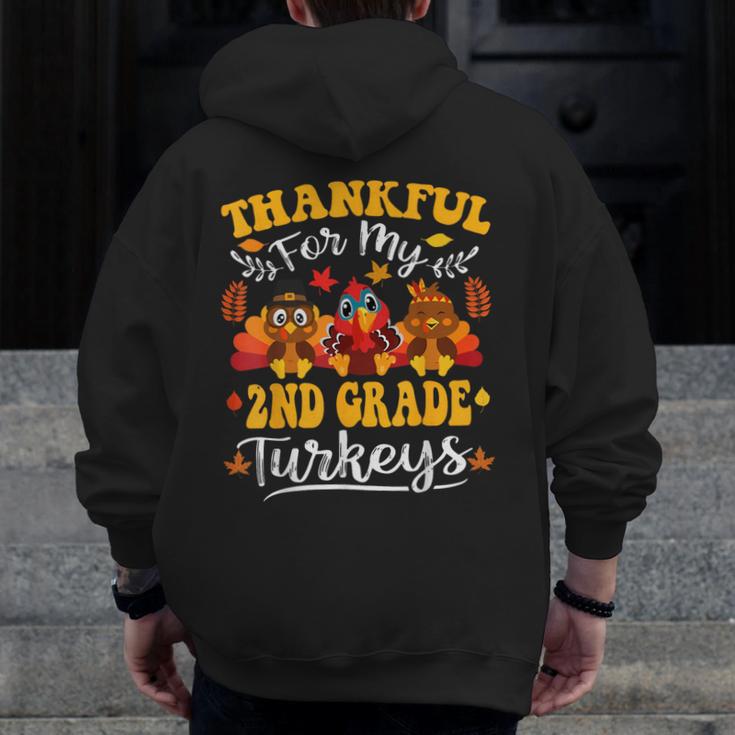 Thankful For My 2nd Grade Turkeys Thanksgiving Teacher Fall Men Zip Up Hoodie Back Print, 2nd Grade Teacher Gifts, funny design Thankful For My 2nd Grade Turkeys Thanksgiving Teacher Fall Men Zip Up Hoodie Back Print, 2nd Grade Teacher Gifts, funny design