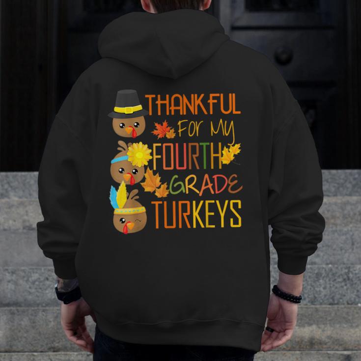 Thankful For My 4th Grade Turkey Thanksgiving Turkey Teacher Men Zip Up Hoodie Back Print, 4th Grade Teacher Gifts, funny design Thankful For My 4th Grade Turkey Thanksgiving Turkey Teacher Men Zip Up Hoodie Back Print, 4th Grade Teacher Gifts, funny design