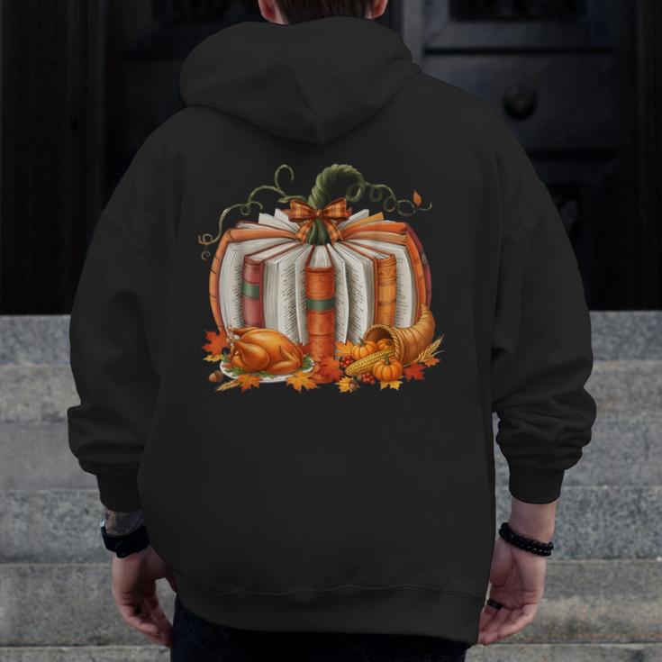 Thanksgiving Book Pumpkin Reading Teachers Fall Lovers Boys Men Zip Up Hoodie Back Print, funny design Thanksgiving Book Pumpkin Reading Teachers Fall Lovers Boys Men Zip Up Hoodie Back Print, funny design