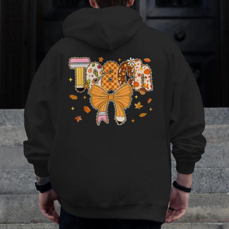 Thanksgiving Teacher Pencil Bow One Thankful Teacher Fall Men Zip Up Hoodie Back Print, funny design Thanksgiving Teacher Pencil Bow One Thankful Teacher Fall Men Zip Up Hoodie Back Print, funny design