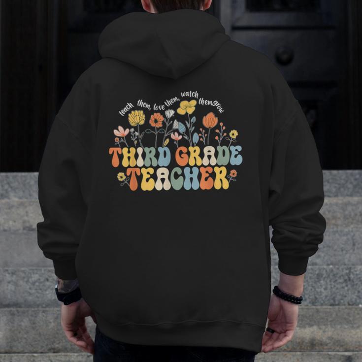 Third 3rd Grade Teacher Appreciation Teaching Wildflowers Men Zip Up Hoodie Back Print, funny design Third 3rd Grade Teacher Appreciation Teaching Wildflowers Men Zip Up Hoodie Back Print, funny design