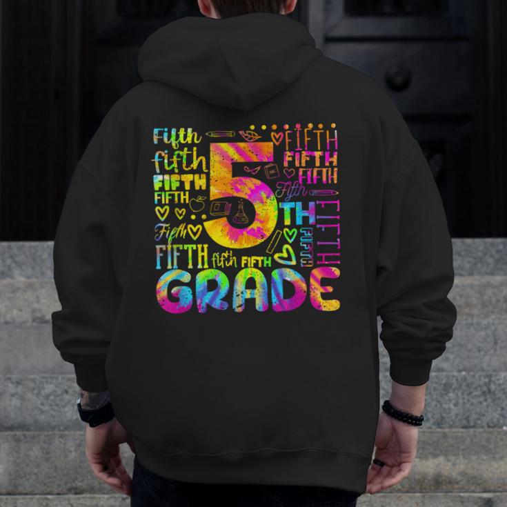 Tie Dye 5th Grade Typography Team Fifth Grade Teacher For Men Women Girls Kids Men Zip Up Hoodie Back Print, funny design