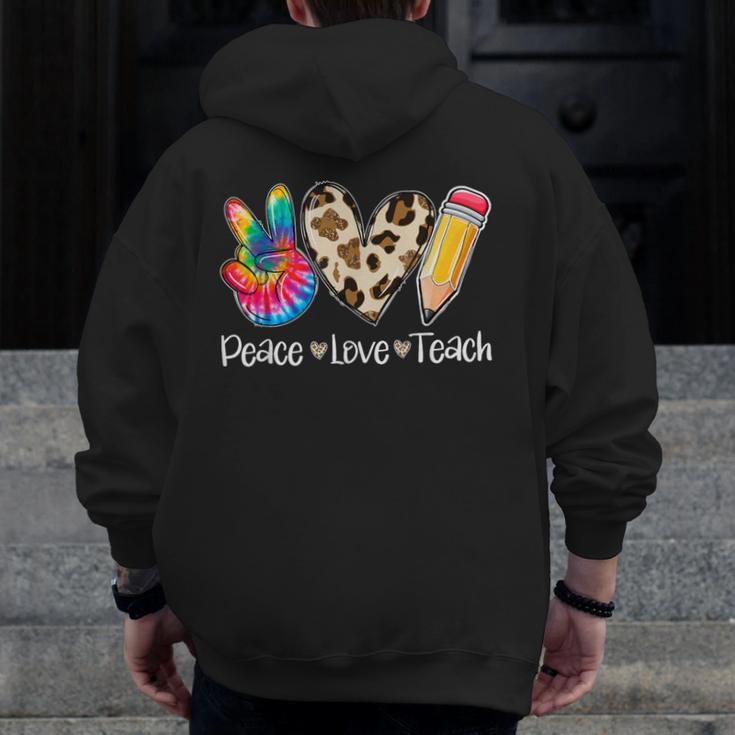 Tie Dye Hippie Peace Love Teach Teacher Appreciation Men Zip Up Hoodie Back Print, funny design