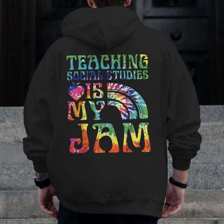 Tie Dye Teaching Social Studies Is My Jam Sunglasses Teacher Men Zip Up Hoodie Back Print, funny design Tie Dye Teaching Social Studies Is My Jam Sunglasses Teacher Men Zip Up Hoodie Back Print, funny design