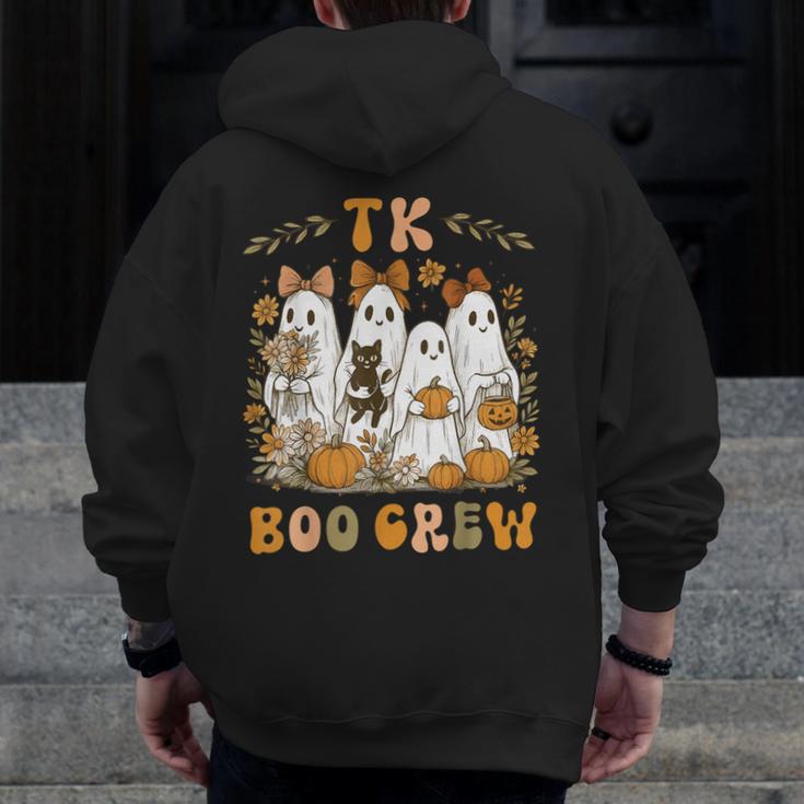TK Boo Crew Preppy Halloween Floral Ghost TK Teacher Team TK Men Zip Up Hoodie Back Print, funny design TK Boo Crew Preppy Halloween Floral Ghost TK Teacher Team TK Men Zip Up Hoodie Back Print, funny design