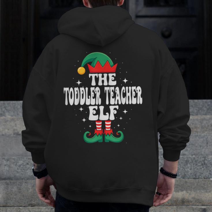 The Toddler Teacher Elf Christmas Matching Family Men Zip Up Hoodie Back Print, funny design