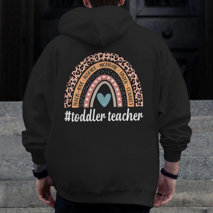 Toddler Teacher Rainbow Leopard Infant Teacher Men Women Men Zip Up Hoodie Back Print, funny design