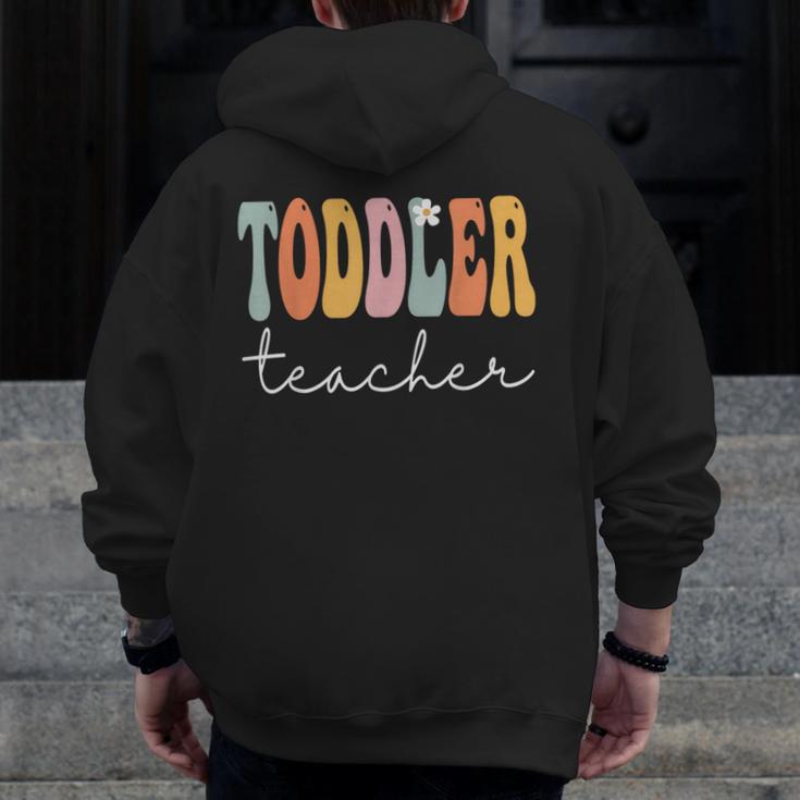 Toddler Teacher Retro Groovy Women Happy First Day Of School Men Zip Up Hoodie Back Print, Groovy Teacher Gifts, funny design Toddler Teacher Retro Groovy Women Happy First Day Of School Men Zip Up Hoodie Back Print, Groovy Teacher Gifts, funny design