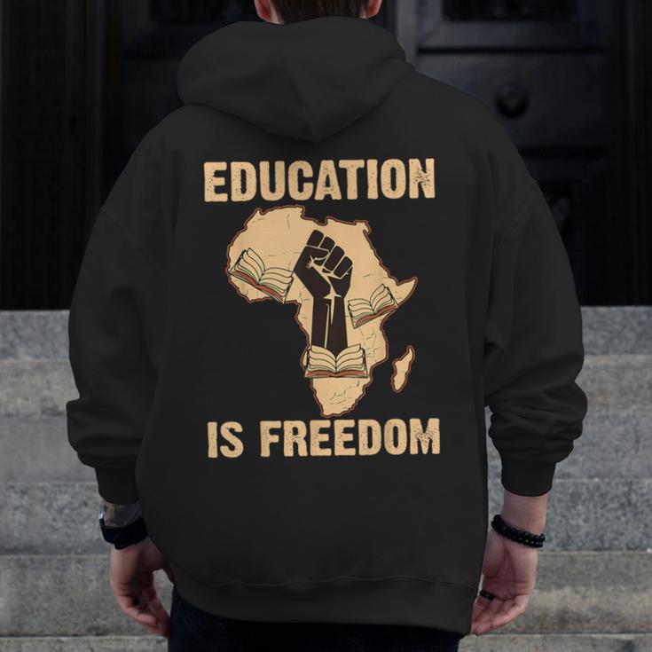 History Education Is Freedom African Map Black Teacher Men Zip Up Hoodie Back Print, History Teacher Gifts, funny design