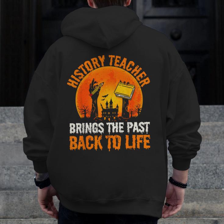 History Teacher Brings Past Back To Life Halloween Zombie Men Zip Up Hoodie Back Print, History Teacher Gifts, funny design History Teacher Brings Past Back To Life Halloween Zombie Men Zip Up Hoodie Back Print, History Teacher Gifts, funny design