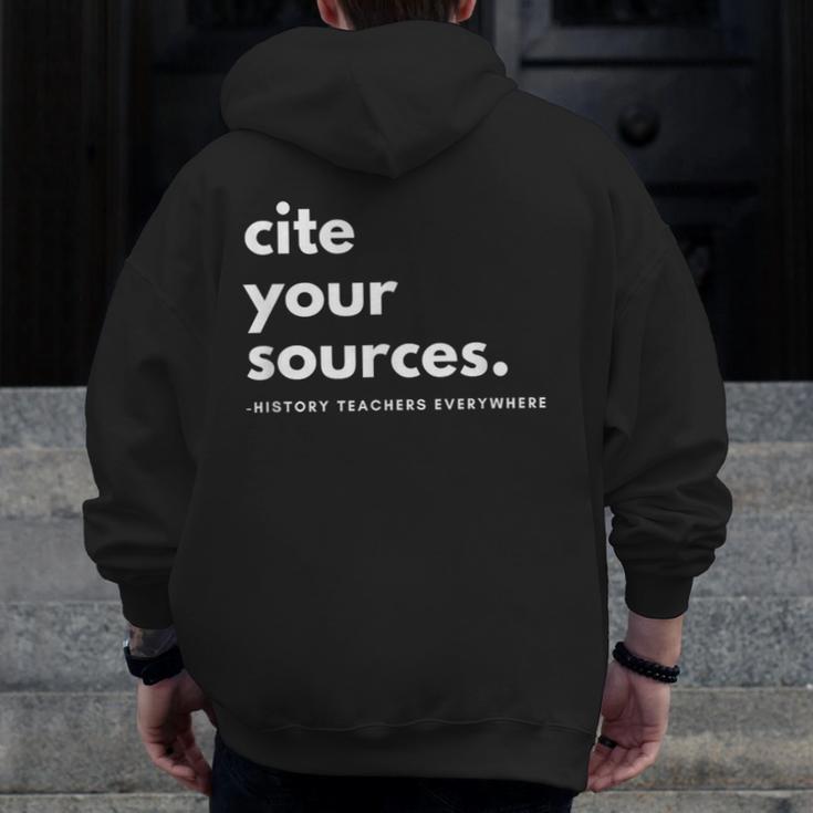 History Teacher Cite Your Sources Men Zip Up Hoodie Back Print, History Teacher Gifts, funny design History Teacher Cite Your Sources Men Zip Up Hoodie Back Print, History Teacher Gifts, funny design
