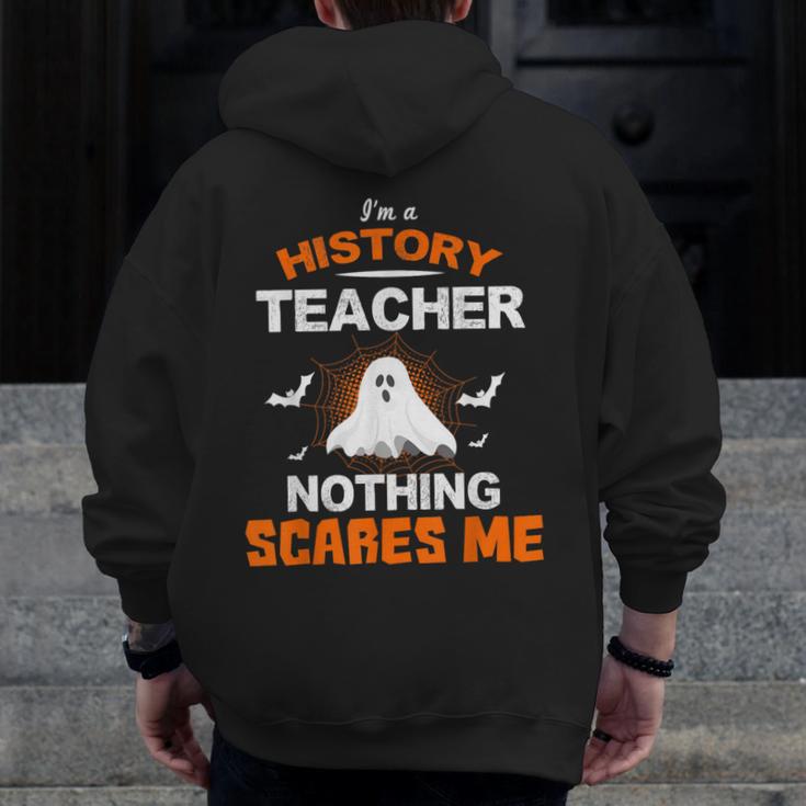 History Teacher School Shirt Halloween Educator Men Women Kids Men Zip Up Hoodie Back Print, History Teacher Gifts, funny design
