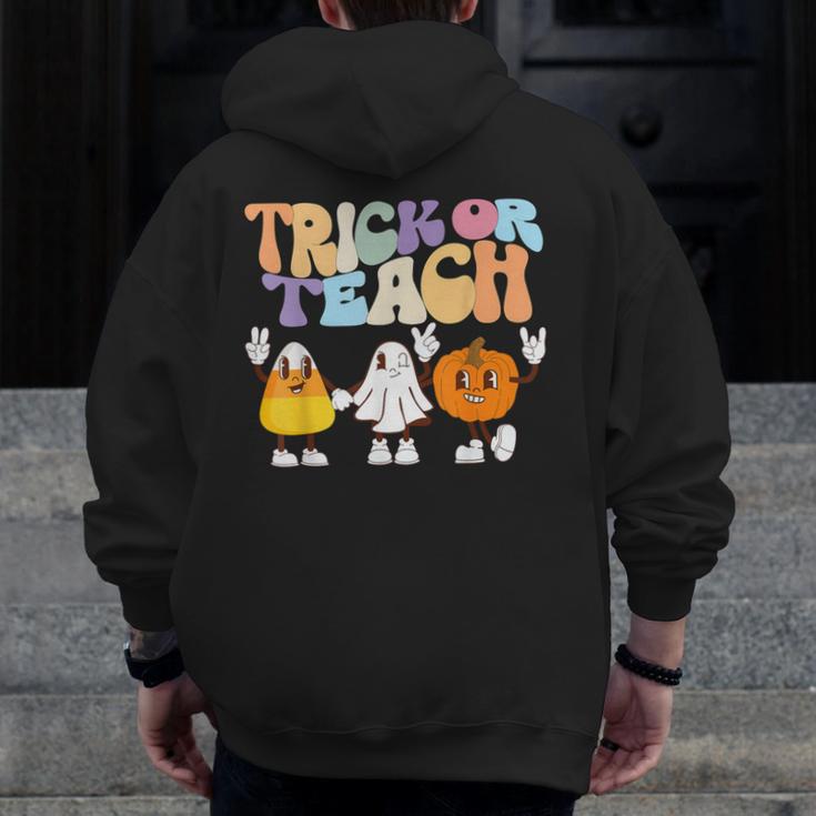 Trick Or Teach Cute Halloween Teacher Men Zip Up Hoodie Back Print, funny design Trick Or Teach Cute Halloween Teacher Men Zip Up Hoodie Back Print, funny design