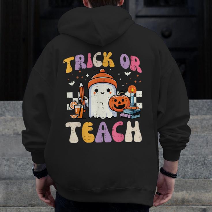 Trick Or Teach Ghost Teacher School Halloween Men Women Men Zip Up Hoodie Back Print, funny design Trick Or Teach Ghost Teacher School Halloween Men Women Men Zip Up Hoodie Back Print, funny design
