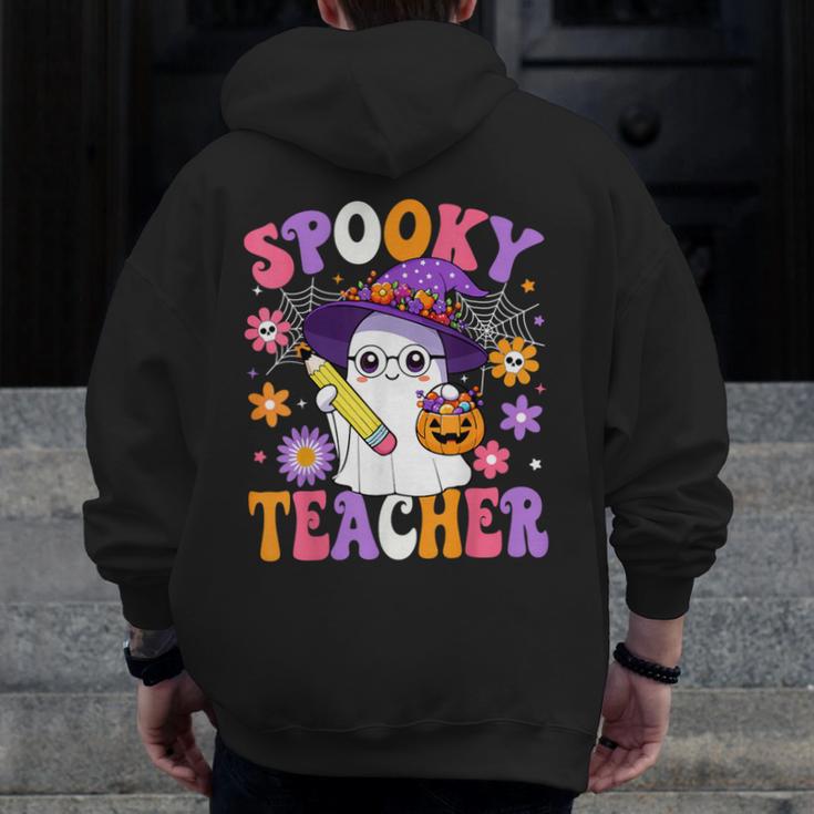 Trick Or Teach Spooky Teacher Ghost Halloween Teacher Men Zip Up Hoodie Back Print, funny design Trick Or Teach Spooky Teacher Ghost Halloween Teacher Men Zip Up Hoodie Back Print, funny design