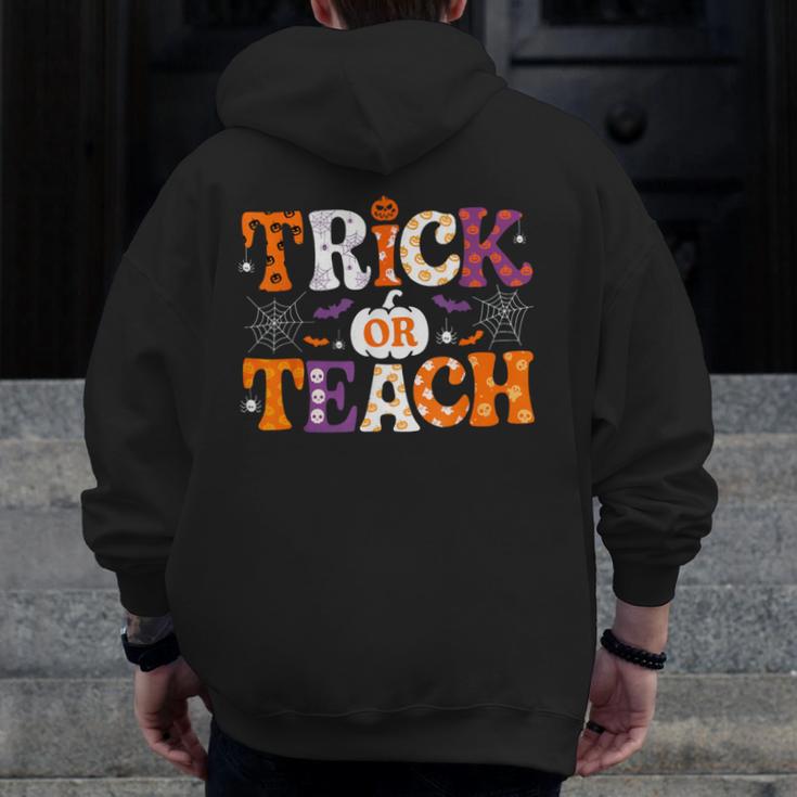 Trick Or Teach Teacher Halloween Costume Men Women Men Zip Up Hoodie Back Print, funny design