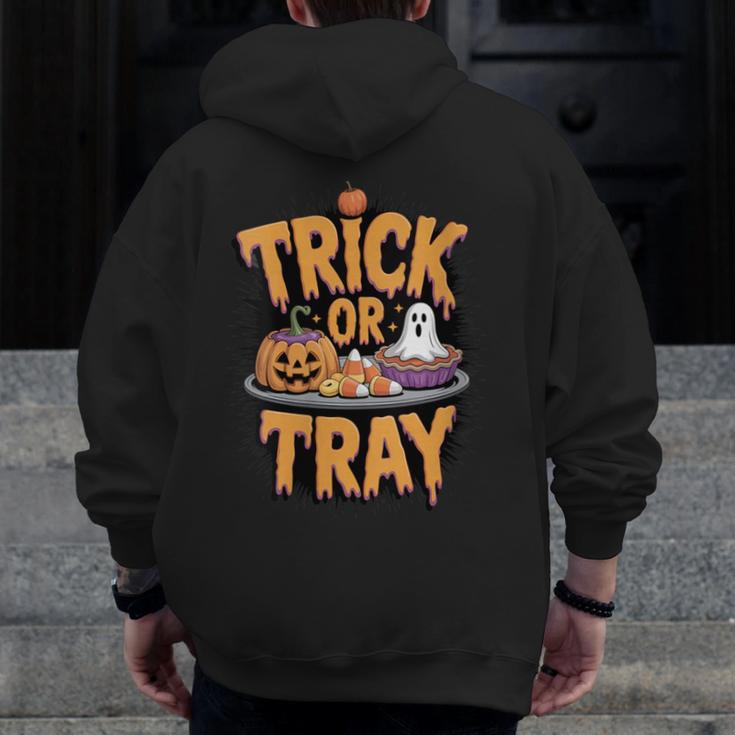 Trick Or Tray Halloween Cafeteria Teacher School Men Zip Up Hoodie Back Print, funny design Trick Or Tray Halloween Cafeteria Teacher School Men Zip Up Hoodie Back Print, funny design