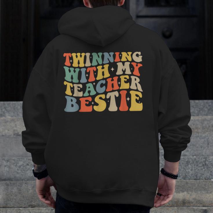 Twin Day Friends Teacher Twinning With My Bestie Matching Men Zip Up Hoodie Back Print, Friend Gifts, funny design Twin Day Friends Teacher Twinning With My Bestie Matching Men Zip Up Hoodie Back Print, Friend Gifts, funny design