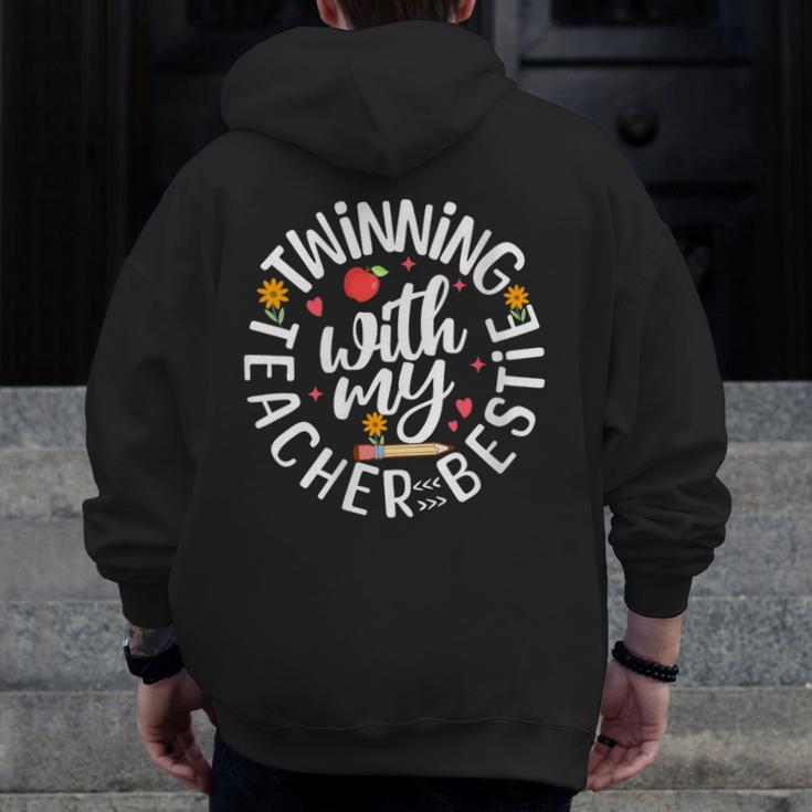 Twin Day For Spirit Week Teacher Bestie Matching Men Zip Up Hoodie Back Print, funny design Twin Day For Spirit Week Teacher Bestie Matching Men Zip Up Hoodie Back Print, funny design