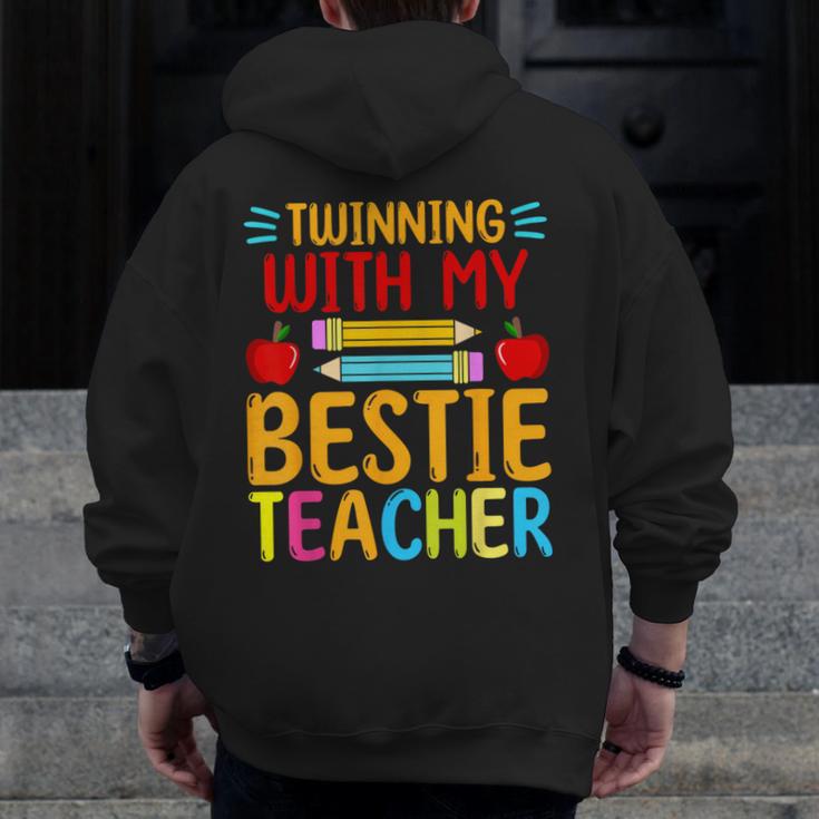 Twinning With My Bestie Teacher Boy Spirit Week Twin Day Men Zip Up Hoodie Back Print, funny design Twinning With My Bestie Teacher Boy Spirit Week Twin Day Men Zip Up Hoodie Back Print, funny design