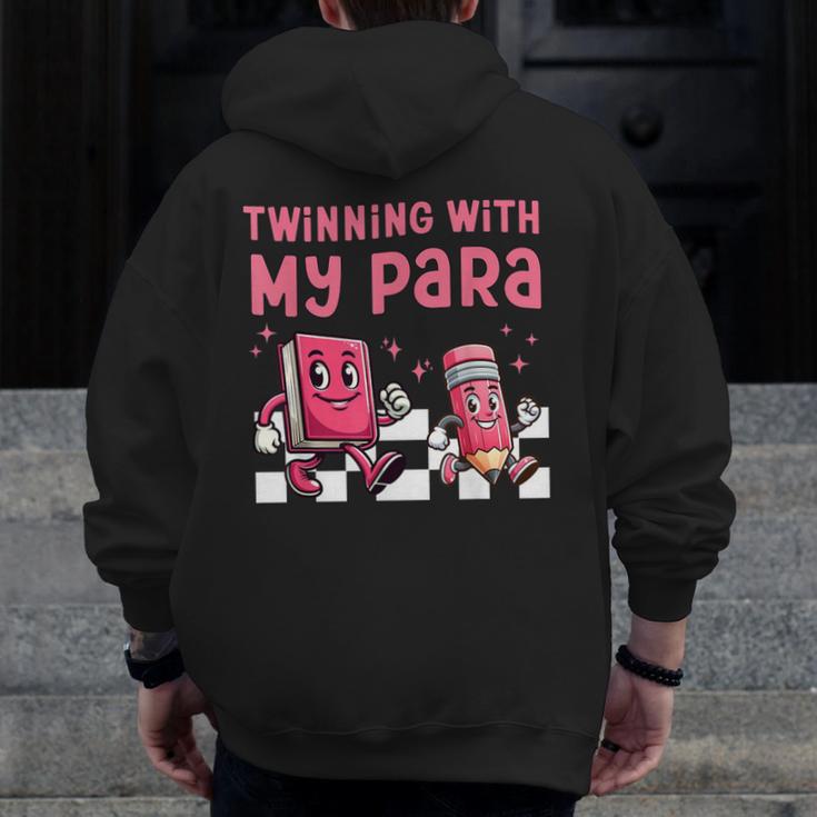 Twinning With My Para Teacher Matching Paraprofessional 70s For Men Women Men Zip Up Hoodie Back Print, funny design Twinning With My Para Teacher Matching Paraprofessional 70s For Men Women Men Zip Up Hoodie Back Print, funny design