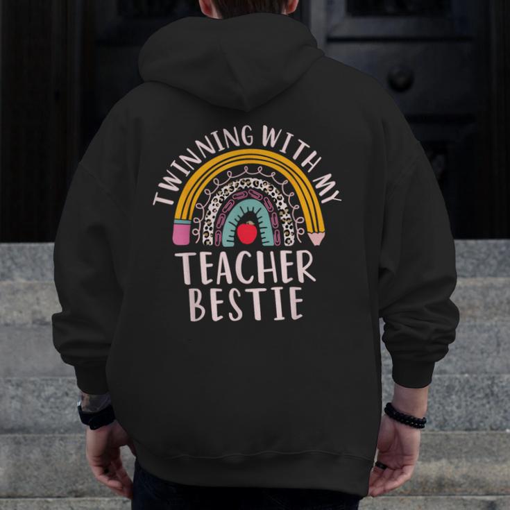 Twinning With My Teacher Bestie Spirit Week Girls Day Kids Men Zip Up Hoodie Back Print, funny design Twinning With My Teacher Bestie Spirit Week Girls Day Kids Men Zip Up Hoodie Back Print, funny design