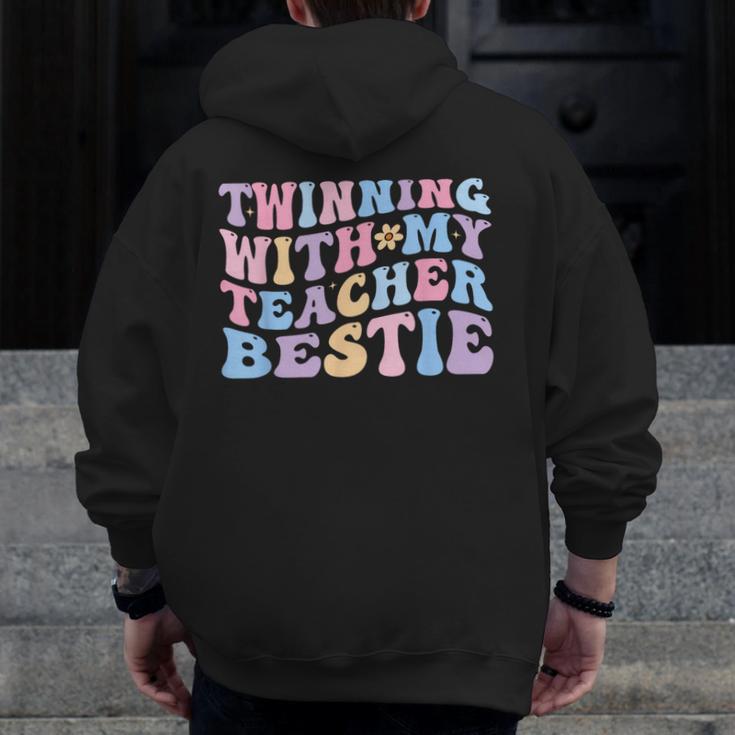 Twinning With My Teacher Bestie Teaching Partner Men Zip Up Hoodie Back Print, funny design Twinning With My Teacher Bestie Teaching Partner Men Zip Up Hoodie Back Print, funny design
