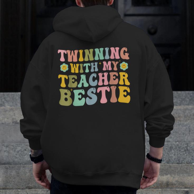Twinning With My Teacher Bestie Twin Day Matching Teachers For Men Women Girls Kids Men Zip Up Hoodie Back Print, funny design Twinning With My Teacher Bestie Twin Day Matching Teachers For Men Women Girls Kids Men Zip Up Hoodie Back Print, funny design