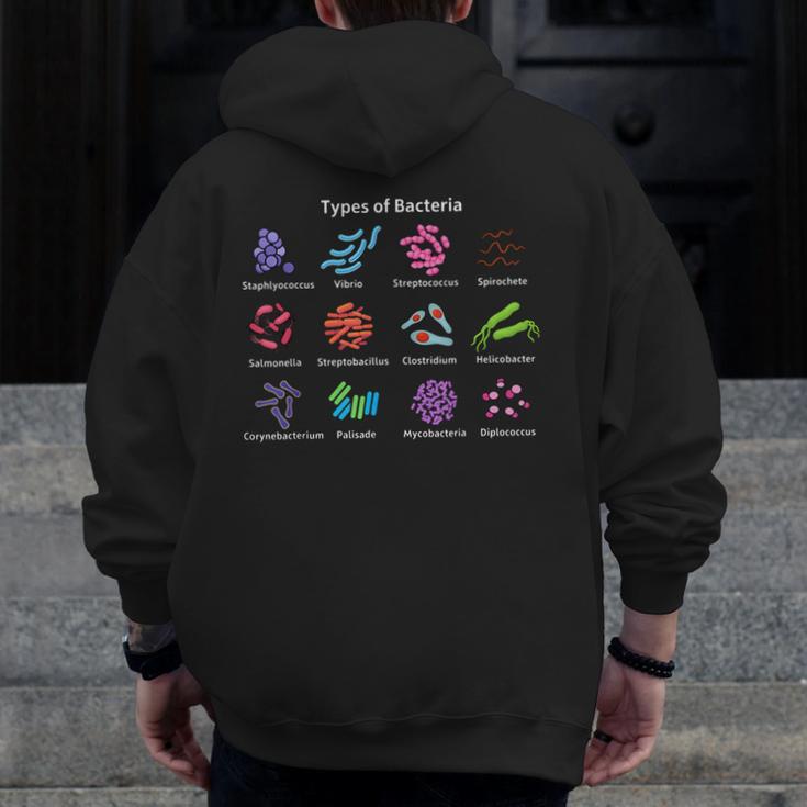 Types Of Bacteria Microbiologist Biology Science Teacher Men Zip Up Hoodie Back Print, Science Teacher Gifts, funny design