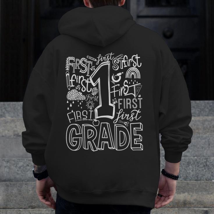 Typography 1st Grade Team Student Teacher Men Zip Up Hoodie Back Print, funny design Typography 1st Grade Team Student Teacher Men Zip Up Hoodie Back Print, funny design