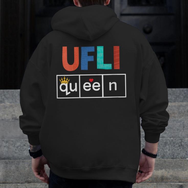 UFLI Queen Science Of Reading Literacy Teacher Appreciation Men Zip Up Hoodie Back Print, Science Teacher Gifts, funny design UFLI Queen Science Of Reading Literacy Teacher Appreciation Men Zip Up Hoodie Back Print, Science Teacher Gifts, funny design