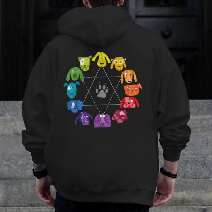 Unique For Artists By ADS Color Wheel Educational Art Teacher Dog Themed Artist Small Men Zip Up Hoodie Back Print, funny design