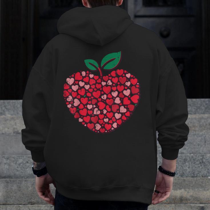 Valentines Day Teacher Hearts Apple Love Teach Women Men Men Zip Up Hoodie Back Print, funny design Valentines Day Teacher Hearts Apple Love Teach Women Men Men Zip Up Hoodie Back Print, funny design