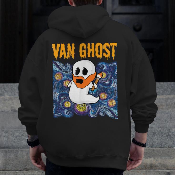 Van Ghost Art Teacher Halloween Van Gogh Starry Night Men Zip Up Hoodie Back Print, funny design Van Ghost Art Teacher Halloween Van Gogh Starry Night Men Zip Up Hoodie Back Print, funny design